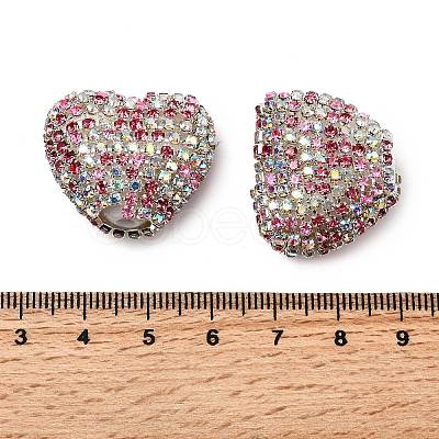 Sparkling Acrylic Heart Beads with Rhinestone Embellishment OACR-NH0001-02B-02-1