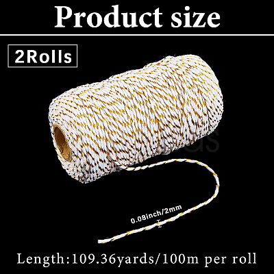 2 Rolls Macrame 2-Ply Cotton Braided Thread MAKN-CY0001-01A-1