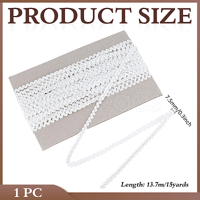 15 Yards Polyester Metallic Elastic Lace Trim OCOR-WH0082-151B-1