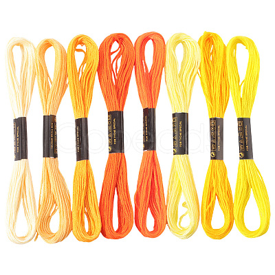8 Skeins 8 Colors 6-Ply Polyester Embroidery Floss OCOR-CY0002-09G-1