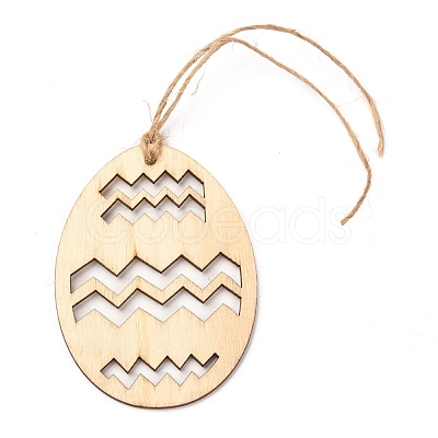 DIY Egg Shape Handmade Hollow Out Graffiti Wood WOOD-G007-01G-1