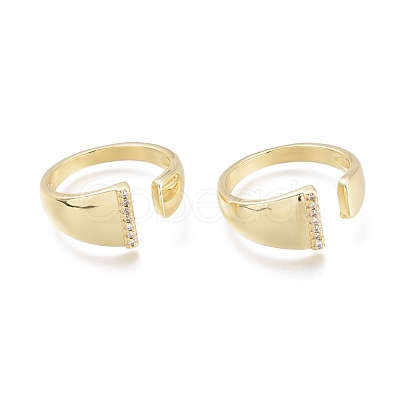 Brass Micro Pave Clear Cubic Zirconia Cuff Rings X-RJEW-F103-13I-G-1