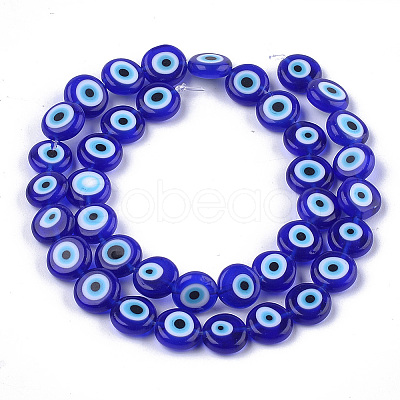 Handmade Evil Eye Lampwork Beads Strands LAMP-S191-02C-12-1