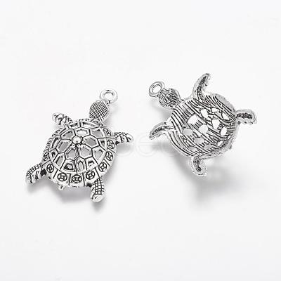 Tibetan Style Alloy Tortoise Pendants X-TIBEP-Q043-237-RS-1