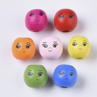 Spray Painted Natural Wood Beads WOOD-T019-31-1