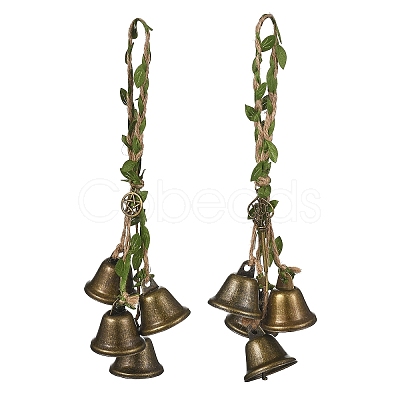2Pcs Tibetan Style Alloy & Iron Bell Pendant Decorations HJEW-JM04428-1