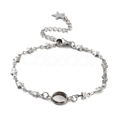 Tarnish Resistant 201 Stainless Steel Link Bracelet Settings Fit for Cabochons MAK-K023-01D-P-1