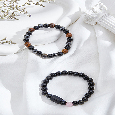 Natural Mixed Gemstone Stretch Bracelets BJEW-LP0001-25B-1