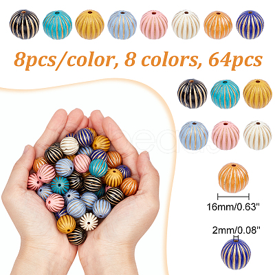 ARRICRAFT 64Pcs 8 Colors Plating Acrylic Beads KY-AR0001-17-1