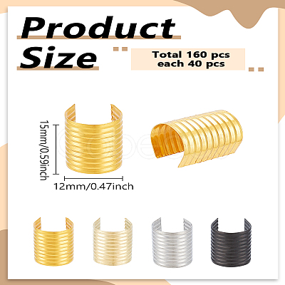 160Pcs 4 Colors Iron Folding Crimp Ends IFIN-LP0002-89-1