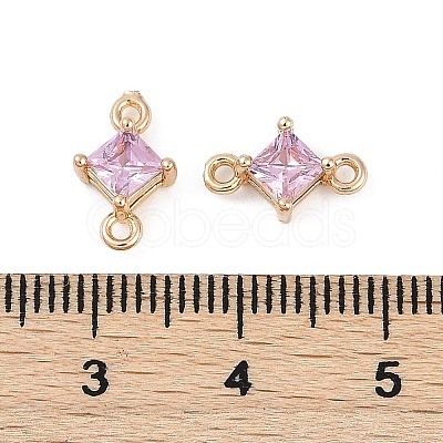 Brass Pave Glass Rhombus Links Connector Charms X1-GLAA-Q088-001A-1