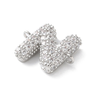 Brass Micro Pave Cubic Zirconia Letter Links KK-I717-04N-P-1