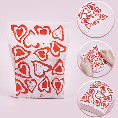 100Pcs Heart Printed Eco-Friendly Reusable Bags ABAG-SP0001-61A-B-1