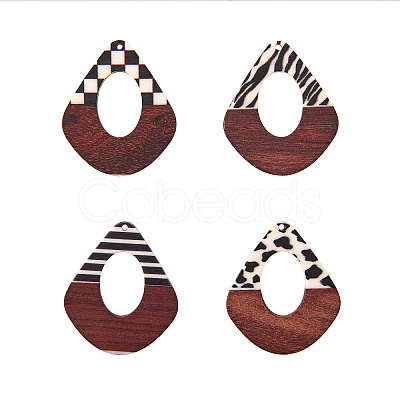 Printed Epoxy Resin & Wood Pendants RESI-CJ0001-11-1