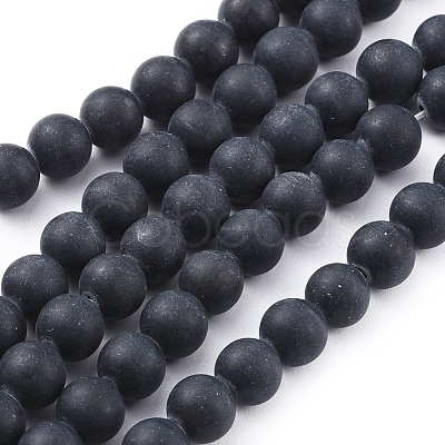 Natural Black Obsidian Beads Strands X-G-F662-01-8mm-1