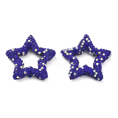 Star Shape Polymer Clay Rhinestone Beads CLAY-NH0001-06D-1