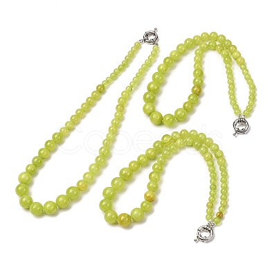 Dyed Round Natural Green Jade Graduated Beaded Necklaces GG-CBAA808-05P-F-1