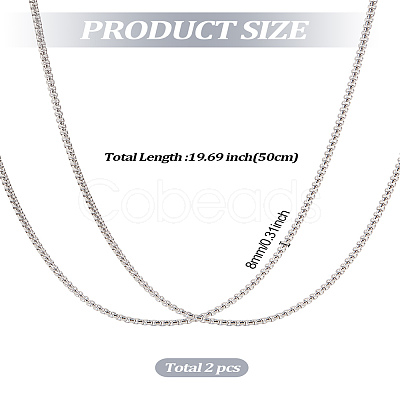 2Pcs Stainless Steel Punk Box Chain Necklaces for Men NJEW-LP0001-15P-1