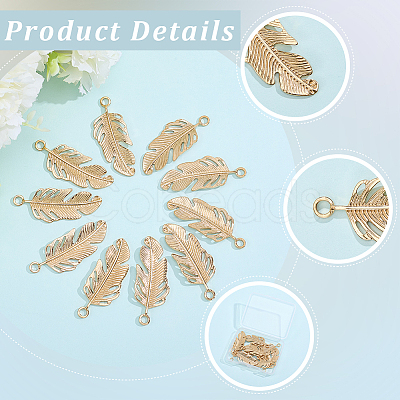 10Pcs 304 Stainless Steel Feather Pendants STAS-BBC0009-98-1