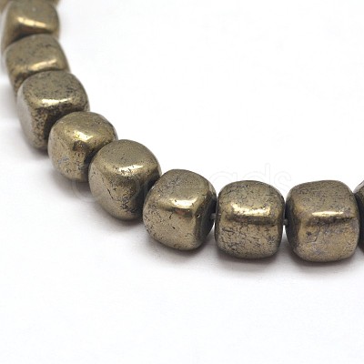 Cube Natural Pyrite Beads Strands G-G-I126-18-6x6mm-1