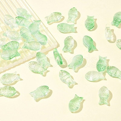 50Pcs Transparent Spray Painted Glass Beads GLAA-FS0002-06F-1