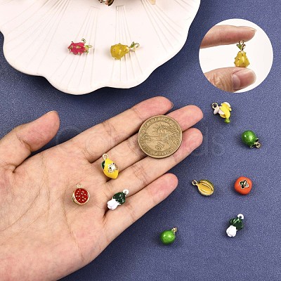 18Pcs Imitation Fruit Charm Pendant Mixed Enamel Fruits Charms Mixed Shape Pendant for Jewelry Necklace Bracelet Earring Making Crafts JX185A-1