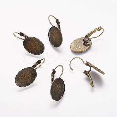 Brass Leverback Earring Findings X-KK-A025-AB-1