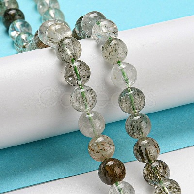 Natural Green Rutilated Quartz Beads Strands G-A219-A03-03-1