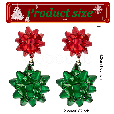 ANATTASOUL 4 Pairs 4 Colors Christmas Star Alloy Dangle Stud Earrings for Women EJEW-AN0002-26-1