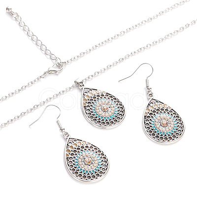 Bohemian Style Alloy Enamel Pendant Necklaces & Dangle Earrings Sets WG43411-11-1