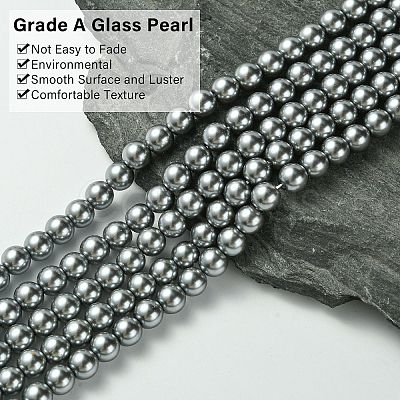Eco-Friendly Dyed Glass Pearl Round Beads Strands HY-A002-8mm-RB077-1