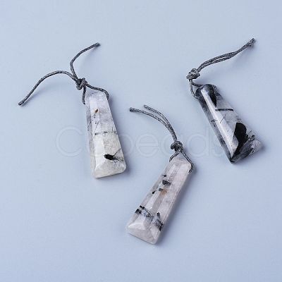 Natural Tourmalinated Quartz/Black Rutilated Quartz
 Pendants X-G-G845-01C-1