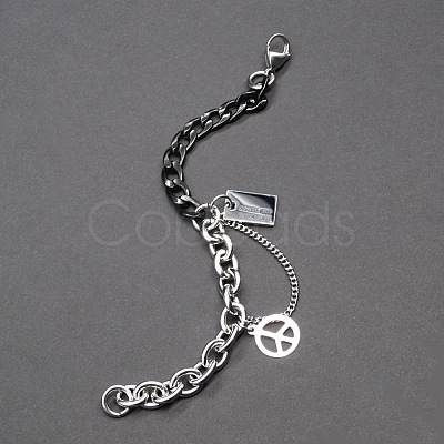Two Tone Peace Symbol & Quote Charm Bracelets FS-WGFBFF4-01-1