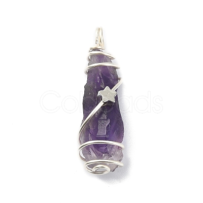 Natural Amethyst Pendants PALLOY-JF02086-03-1