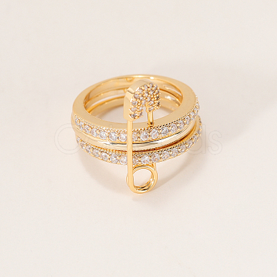 Brass Micro Pave Cubic Zirconia Finger Rings FA7520-1-1