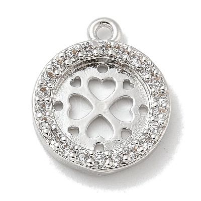 Rack Plating Brass Micro Pave Clear Cubic Zirconia Pendant Cabochon Setttings KK-L224-048P-1