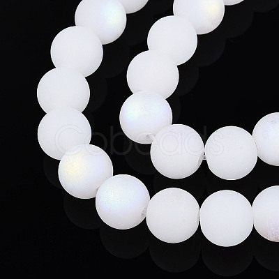Frosted Imitation Jade Glass Beads Strands GLAA-T032-J10mm-MBB01-1
