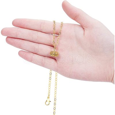 Brass Cable Chain Necklace Making MAK-PH0004-14-1