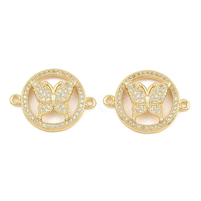 Brass Micro Pave Clear Cubic Zirconia Connector Charms CU-CBA908F-04G-01-1