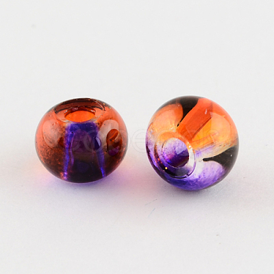 Spray Painted Glass European Beads X-DGLA-R016-12mm-02-1