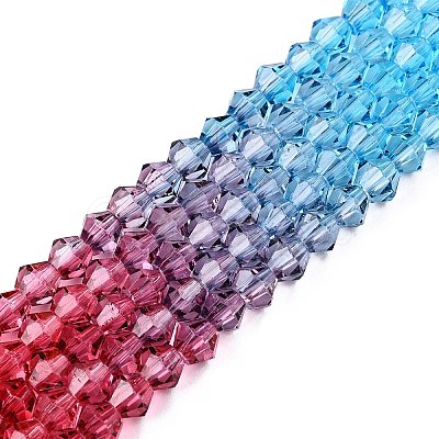 Gradient Color Baking Painted Glass Bead Strands DGLA-A039-T6mm-A017-1