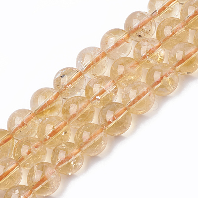 Grade A Natural Citrine Beads Strands G-S281-53-8mm-1