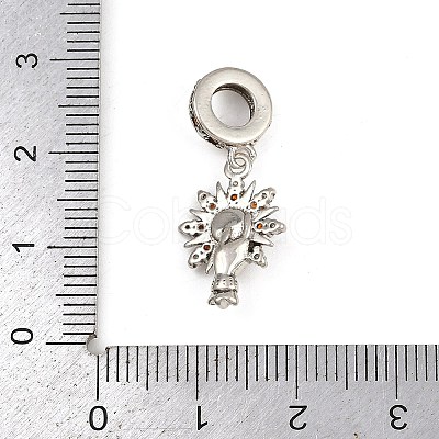 Brass Topaz Rhinestone European Dangle Charms KK-P324-09P-1