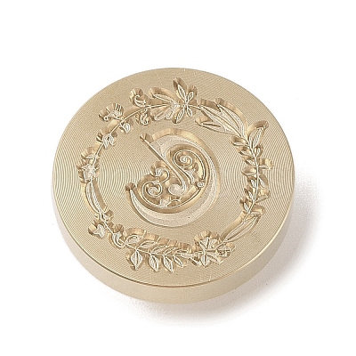 Golden Tone Wax Seal Brass Stamp Head DIY-B079-01G-C-1