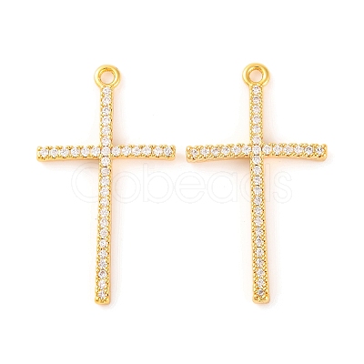 Brass Micro Pave Clear Cubic Zirconia Pendants KK-U017-09F-G-1