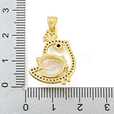 Rack Plating Brass Micro Pave Clear Cubic Zirconia Pendants ZIRC-L100-156G-1