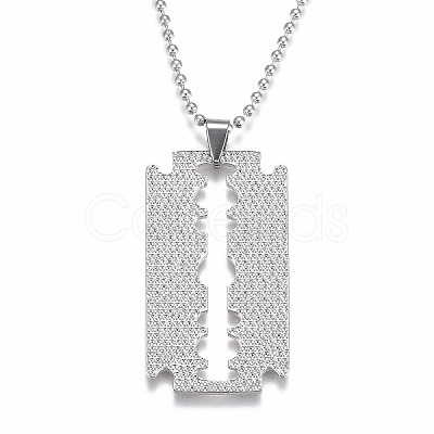 Rainbow Alloy Blade Pendant Necklaces NJEW-O121-02P-1