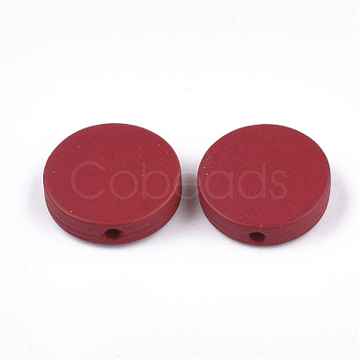 Painted Natural Wood Beads WOOD-S049-02B-10-1