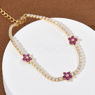 Brass Micro Pave Cubic Zirconia Tennis Bracelets for Women KK-D112-03G-1
