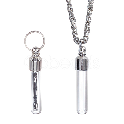 2Pcs Brass and Glass Wishing Bottle Pendants HJEW-DR00220-1